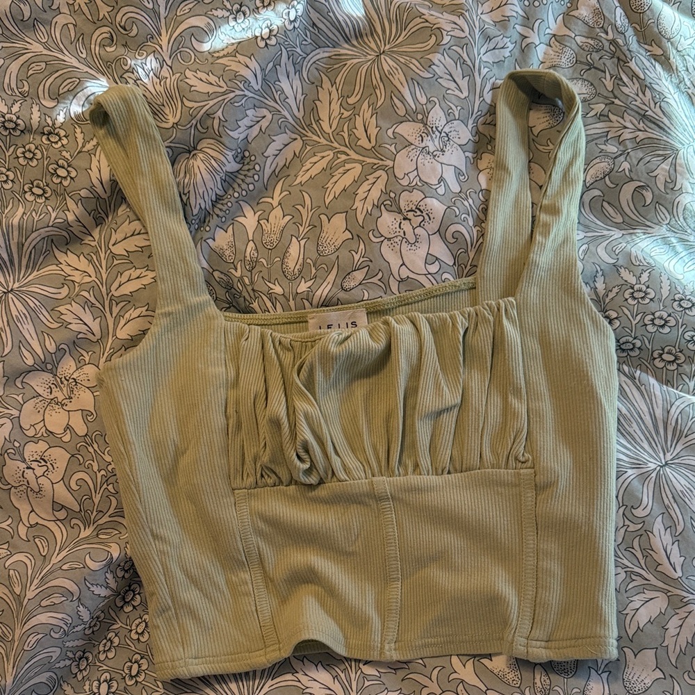 Le Lis Sage Green Ribbed Tank Top